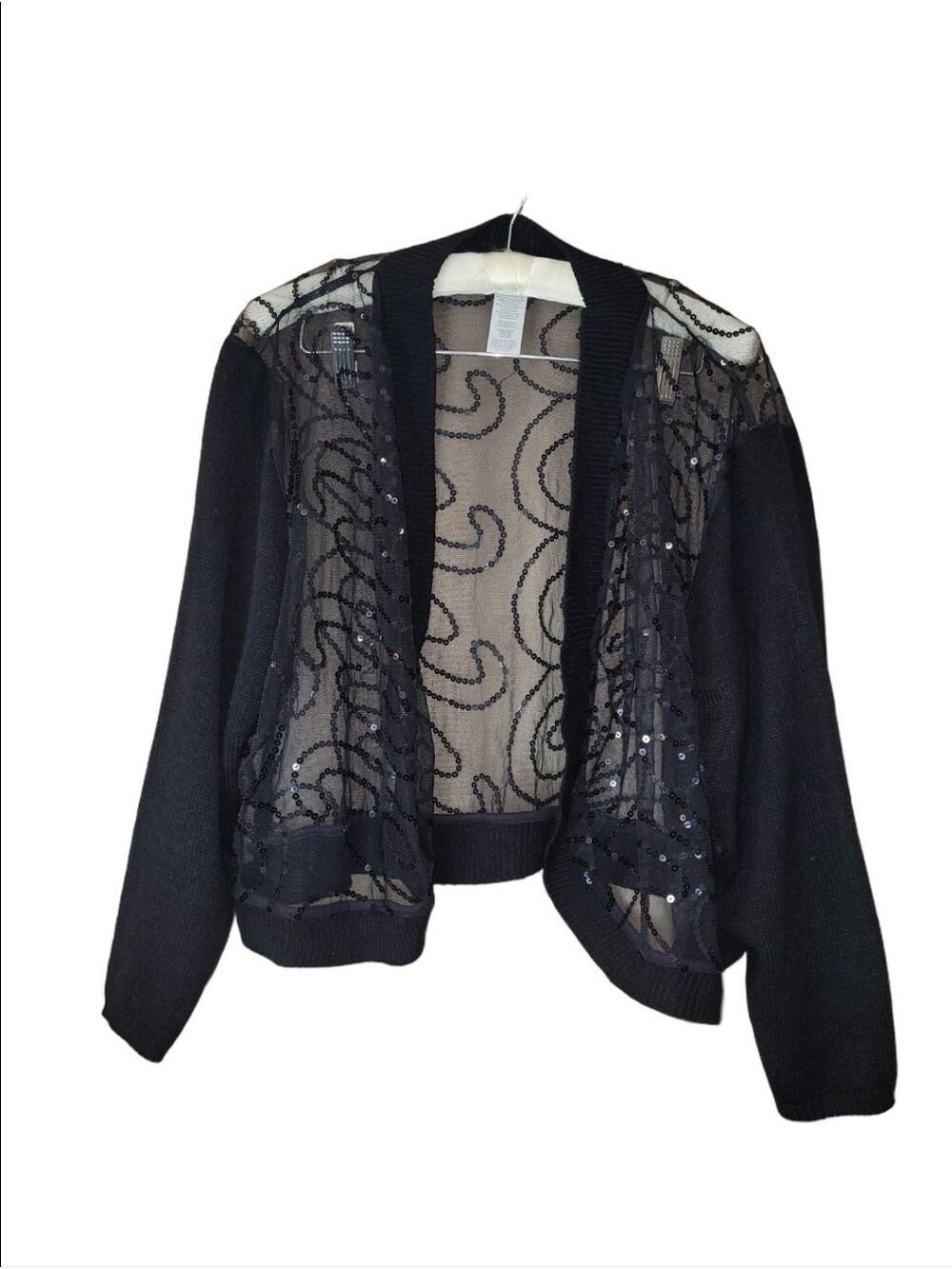 Whimsigoth Goth Sheer Sequin Shrug Coverup Sweater 1X 2X